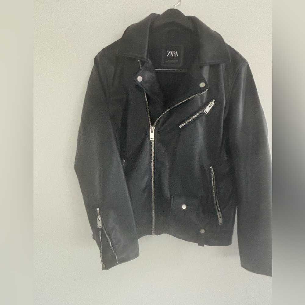 Zara Men's Black Zippered Bomber Jacket